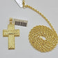 10k Yellow Gold Rope Chain Last Supper Cross Charm Pendant 18-28'' Inch Necklace