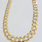 Solid 14k Gold Chain necklace Cuban Curb Link  9.5mm Two-Tone Diamond Cut 20-30"