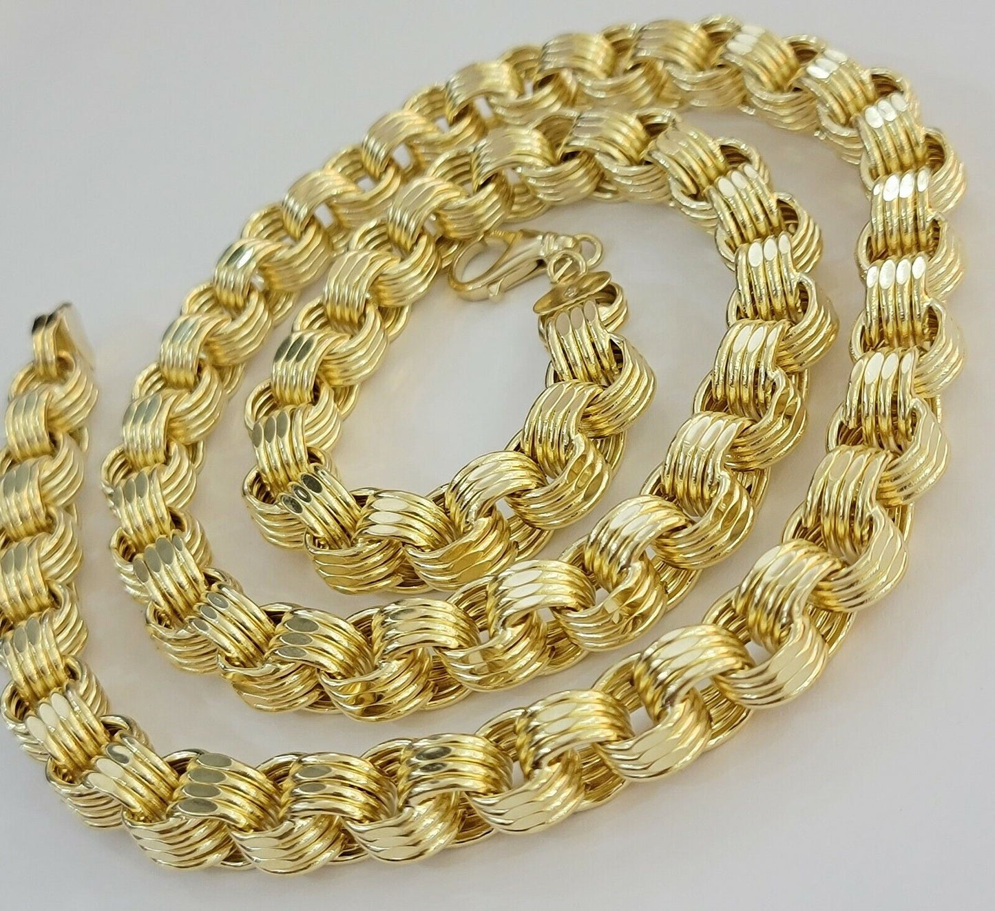 Real Box Byzantine chain necklace 7mm 10K Yellow Gold 26 Inches Men's 10KT