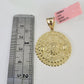 Real 14k Gold Chain Mayan Calendar Set 14kt Miami Cuban Link Chain 5mm Charm