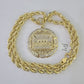 10kt Yellow Gold Rope Chain Last Supper Charm Pendant 18-30''Inches Necklace 8mm