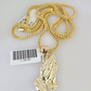 10k Gold Franco Chain Praying Hand Charm Pendant 2.5mm 18-24 Inches Necklace SET