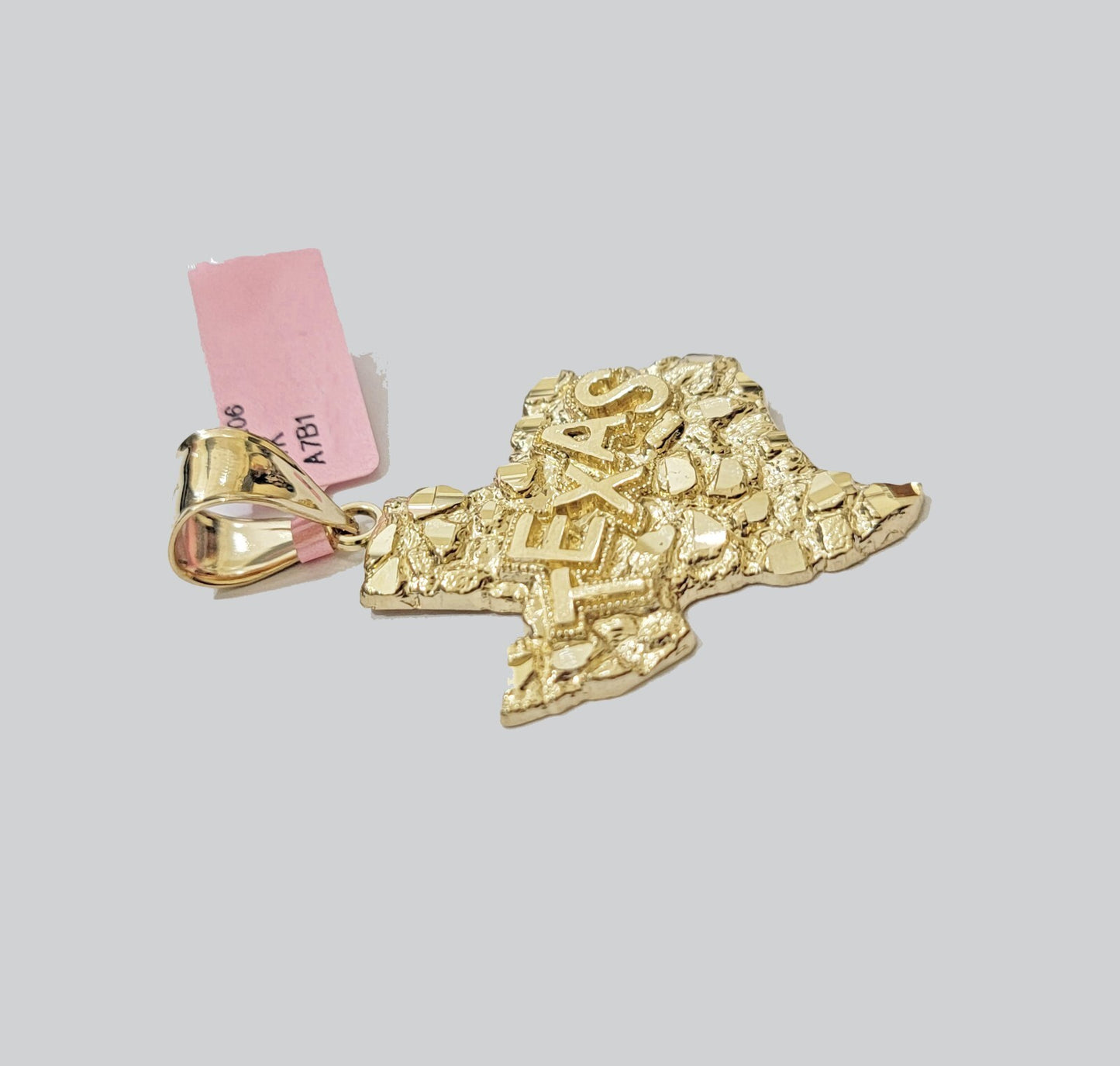 14k Gold Rope Chain & Nugget Texas map Charm pendant & 22 Inch Necklace Set Men's