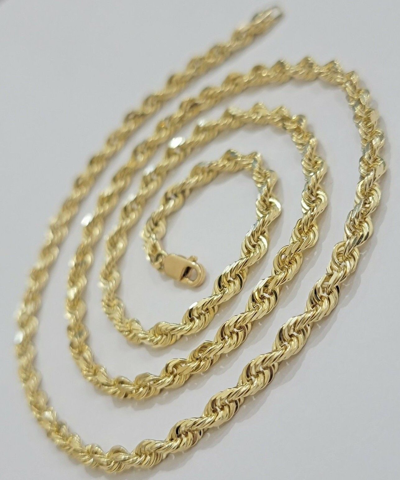 Real 10k Yellow Gold Rope Chain necklace 18 inch - 28 inch SOLID 4mm Mens Women