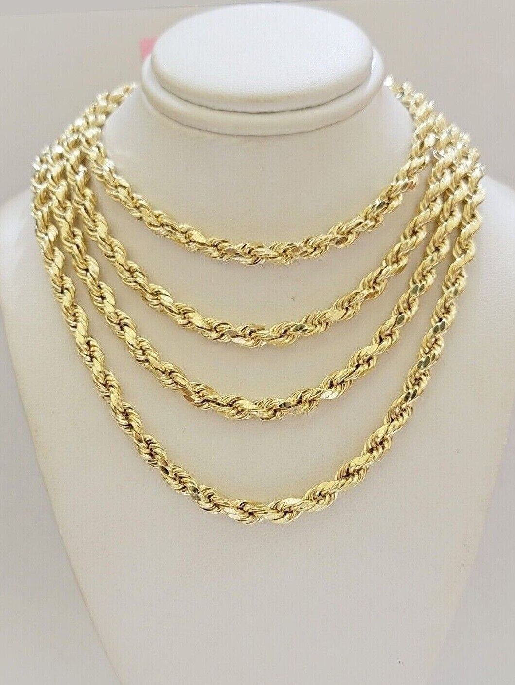 14k Gold Rope Chain Necklace 6mm 18-26 Inch Diamond Cut Men Women REAL 14KT SALE