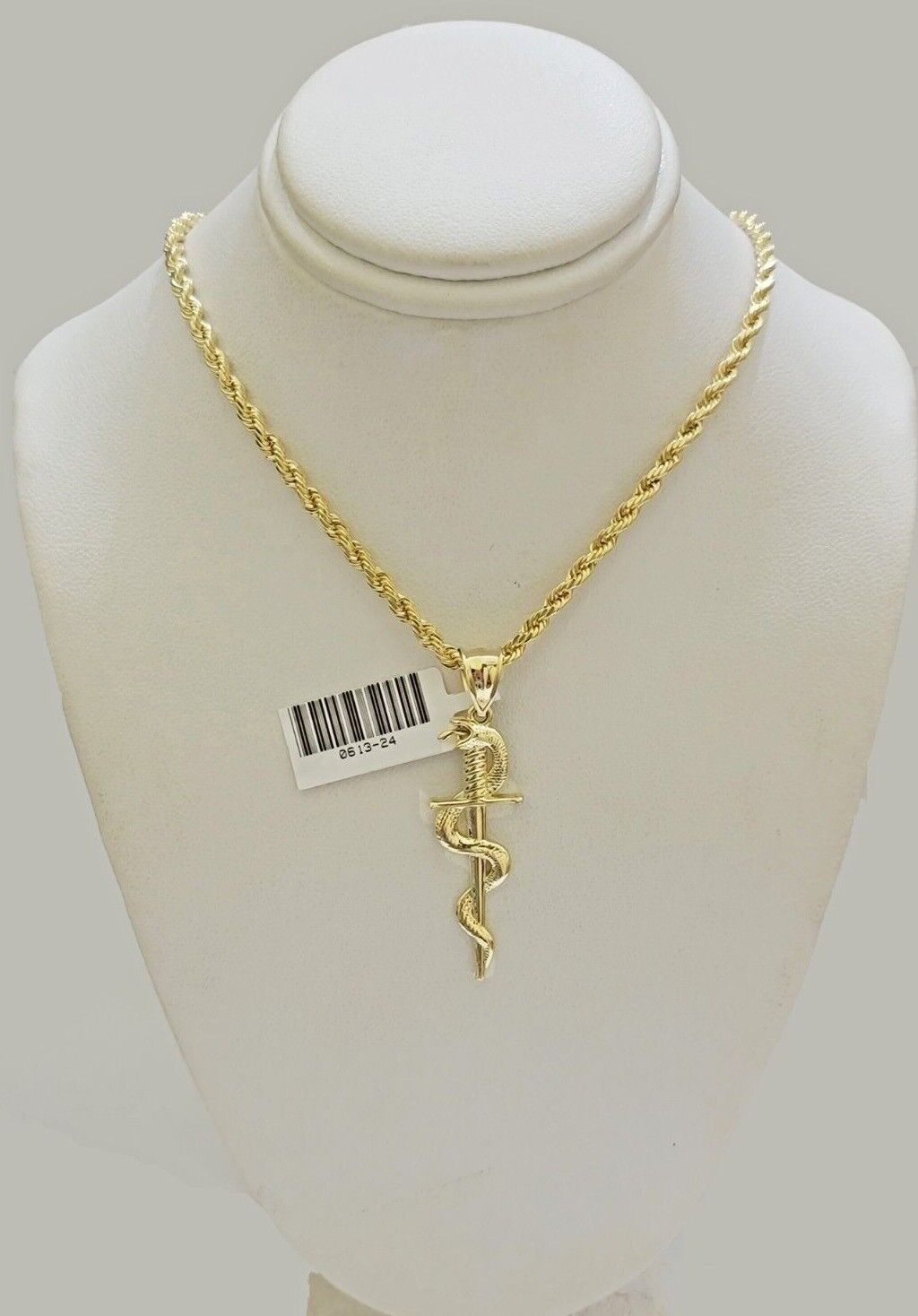 10kt Yellow Gold Rope Chain Snake Cross Charm Pendant 18-28'' Inch Necklace SALE