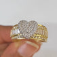 10k Heart Ring Yellow Gold Men Women Real Genuine