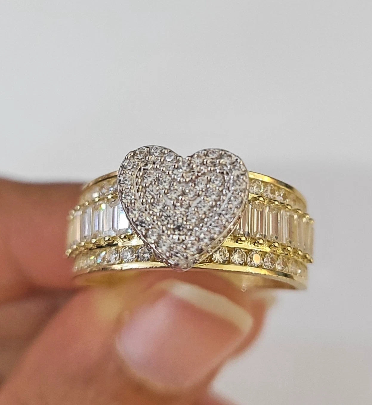 10k Heart Ring Yellow Gold Men Women Real Genuine