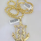 Real 10k Gold Byzantine Necklace Jesus Anchor Charm SET Chain 20"-28" 4mm