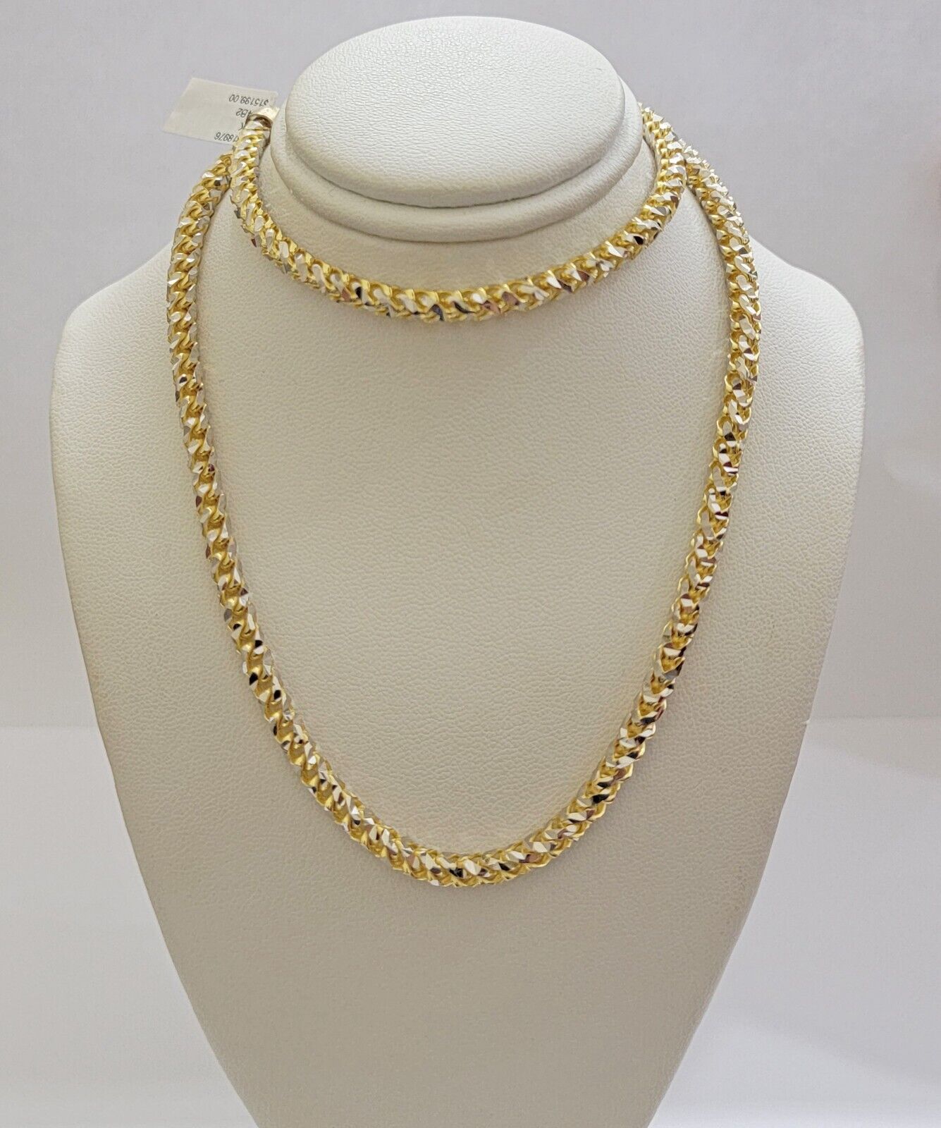 Real 10k Gold Solid Palm Chain Necklace Diamond Cut 5mm 18" Choker , 10kt Mens