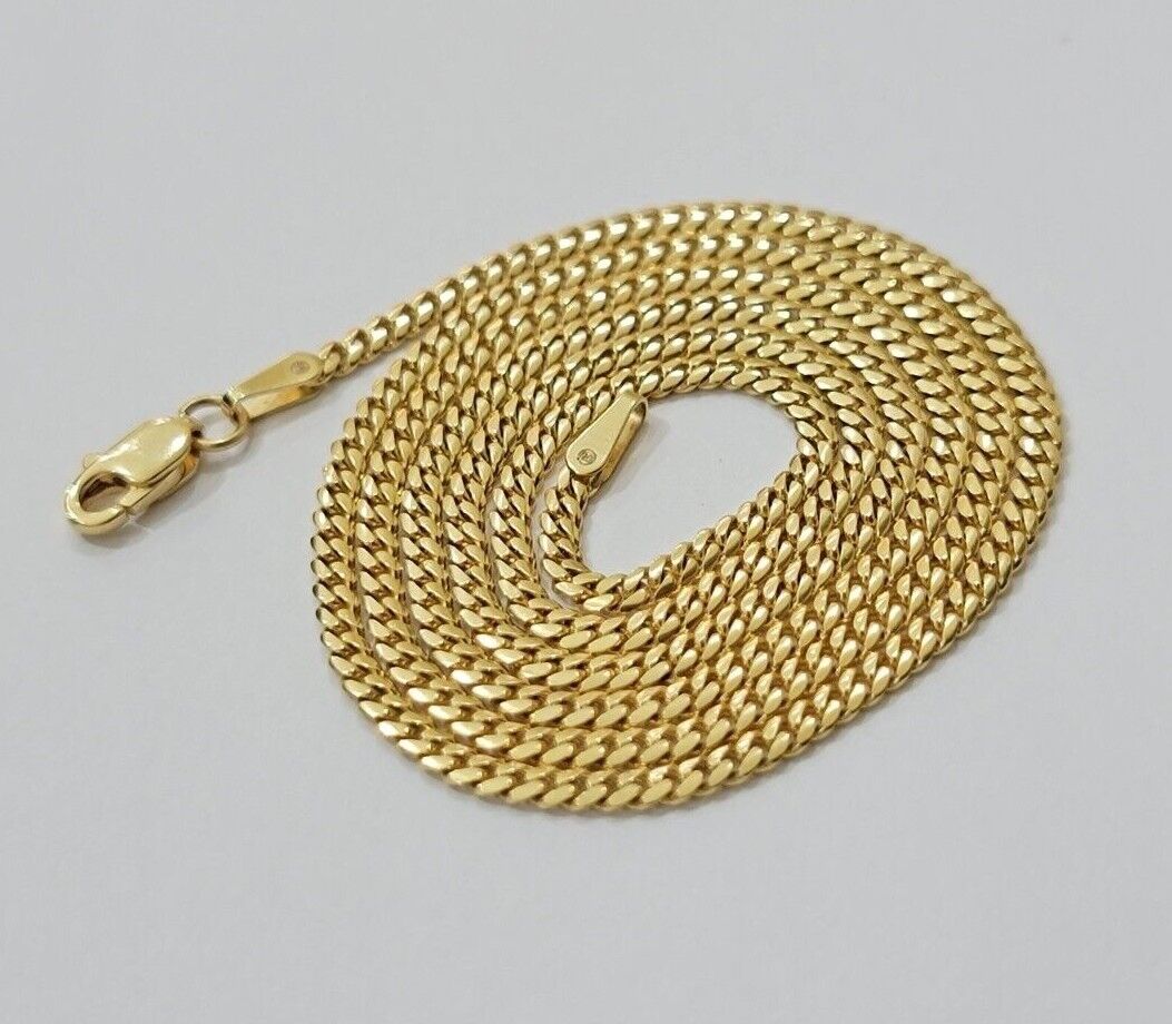 Real 18k Yellow Gold Miami Cuban Chain Necklace 3mm 18-24 Inches Men Women SOLID