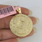 Real 14k Gold Chain Mayan Calendar Set 14kt Miami Cuban Link Chain 5mm Charm