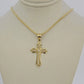 10k Yellow Gold Franco Chain Jesus Cross Charm Pendant 2mm 16-24 Inches Necklace