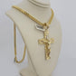 10kt Yellow Gold Franco Chain Necklace Nugget Cross Charm Pendant 5mm 20-26 Inch