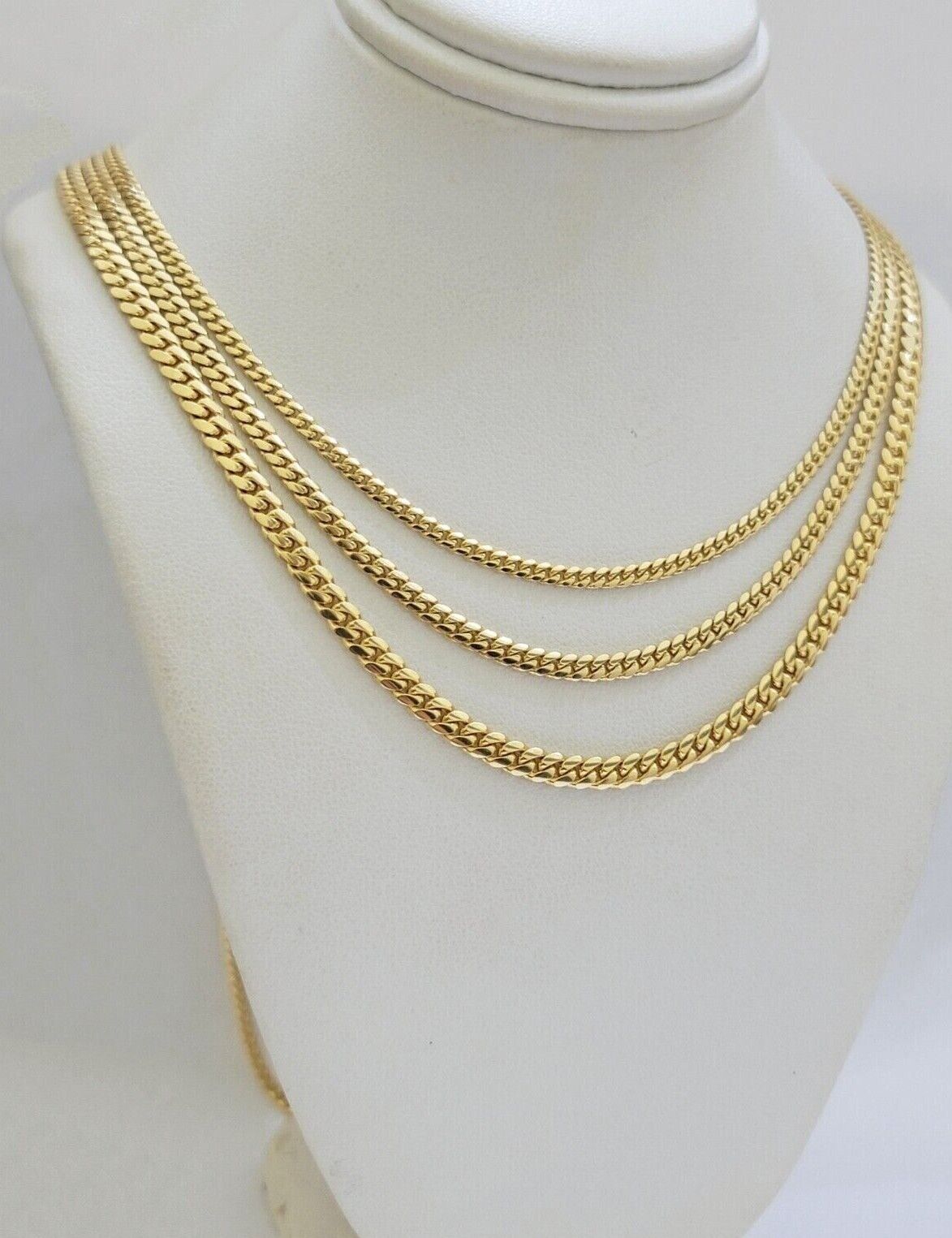 SOLID 18k Gold Miami Cuban Chain Necklace 2.5mm 3.5mm 4mm 18-26 Inches Men Women