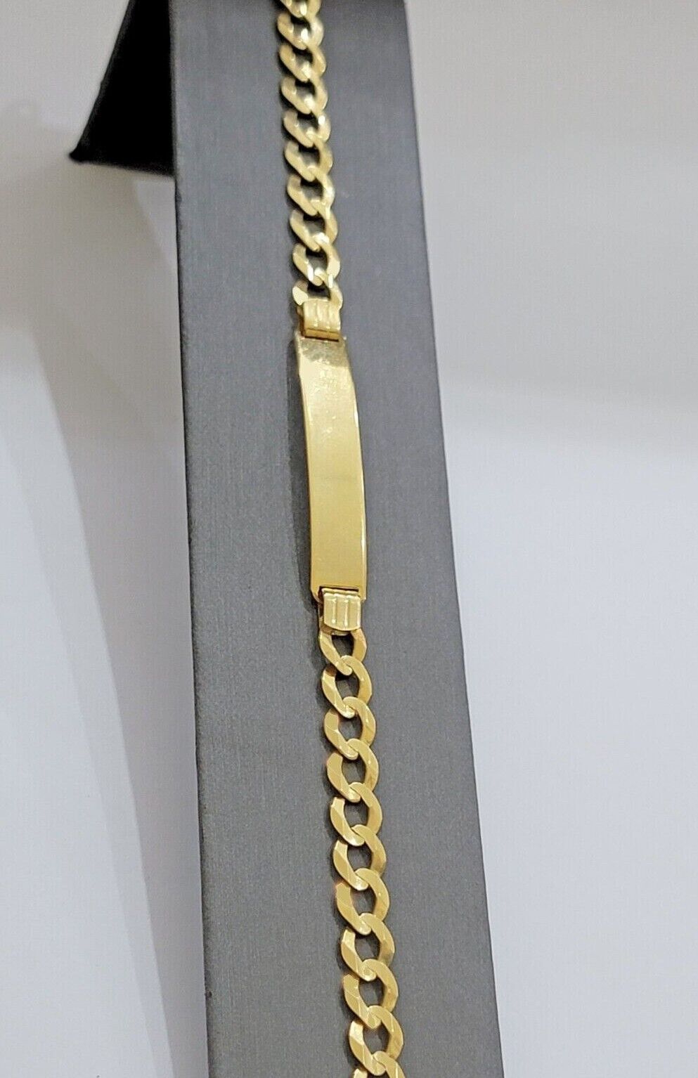 Real 10k Gold Cuban Curb Link ID Bracelet 5mm-10mm 8-8.5" Inches 10kt Name Plate