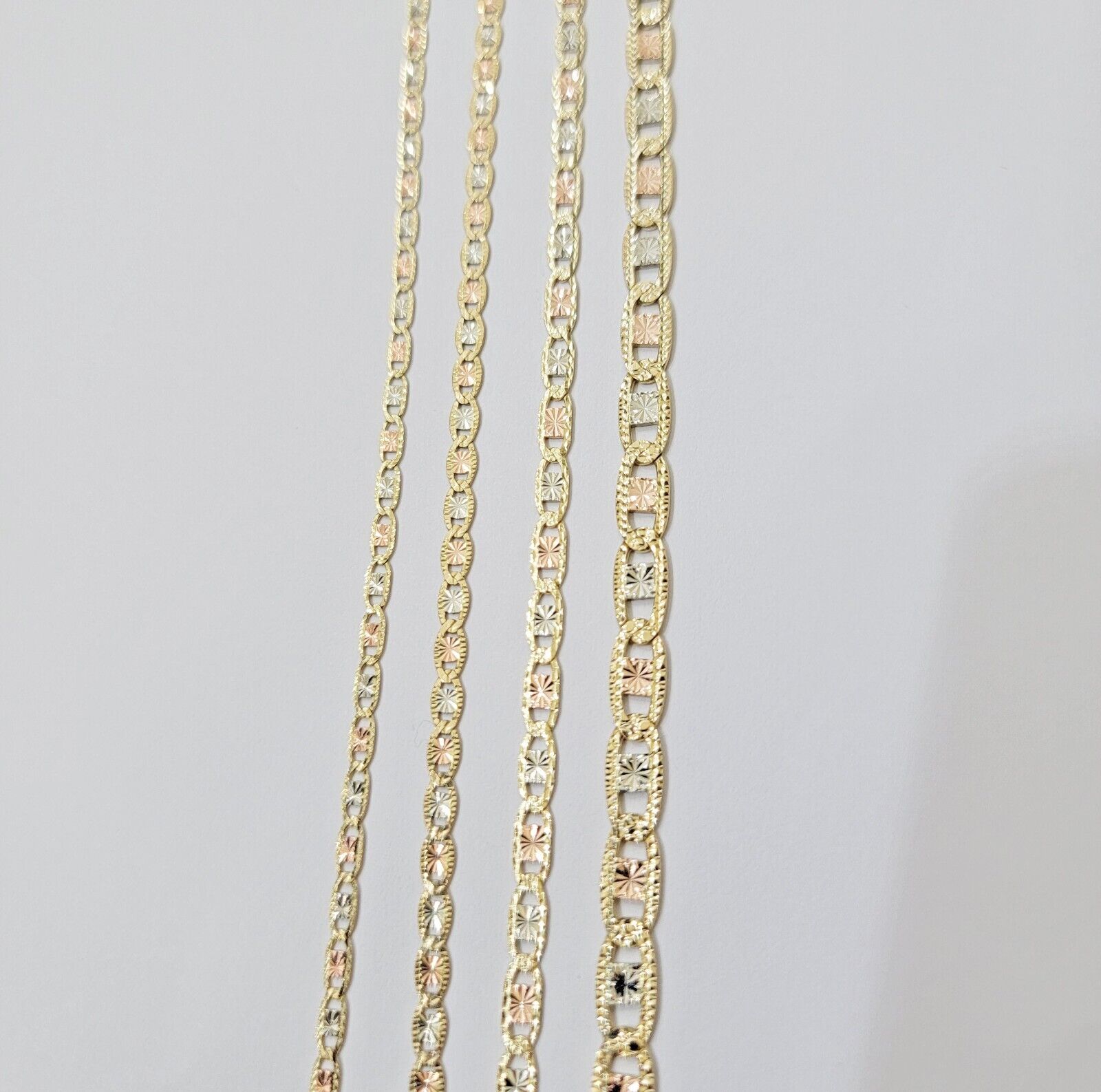 REAL 14k Trio Gold Necklace chain Ladies 3mm 3.5mm 5mm 18