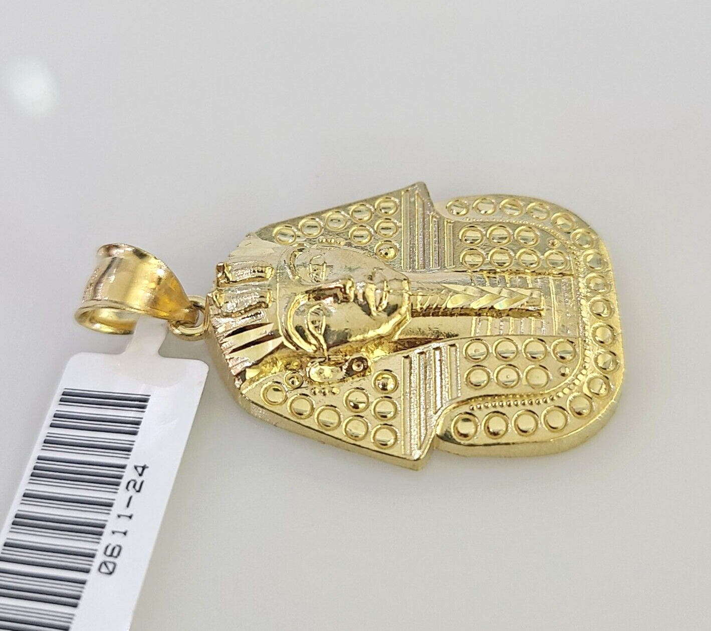 10k Pharaoh Head Charm Pendant Mens REAL 10Kt Egyptian Yellow Gold