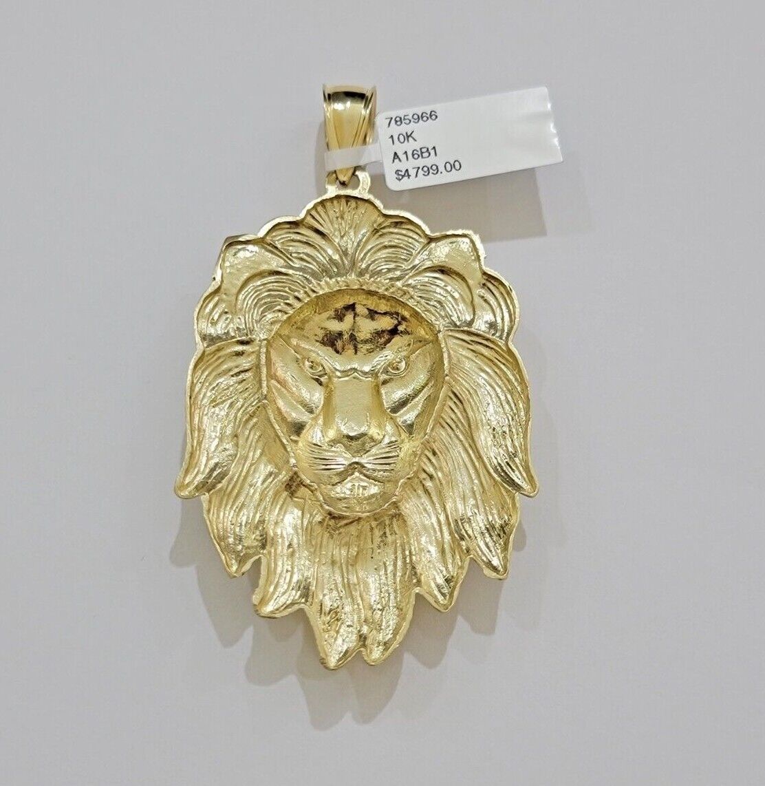 10kt Real Gold Box Byzantine Necklace Lion Charm Pendant SET Chain 6mm 26 Inches