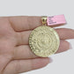 SOLID Real 14k Gold Charm Pendant Aztec Mayan Calendar 2" Men's Round Style 14k