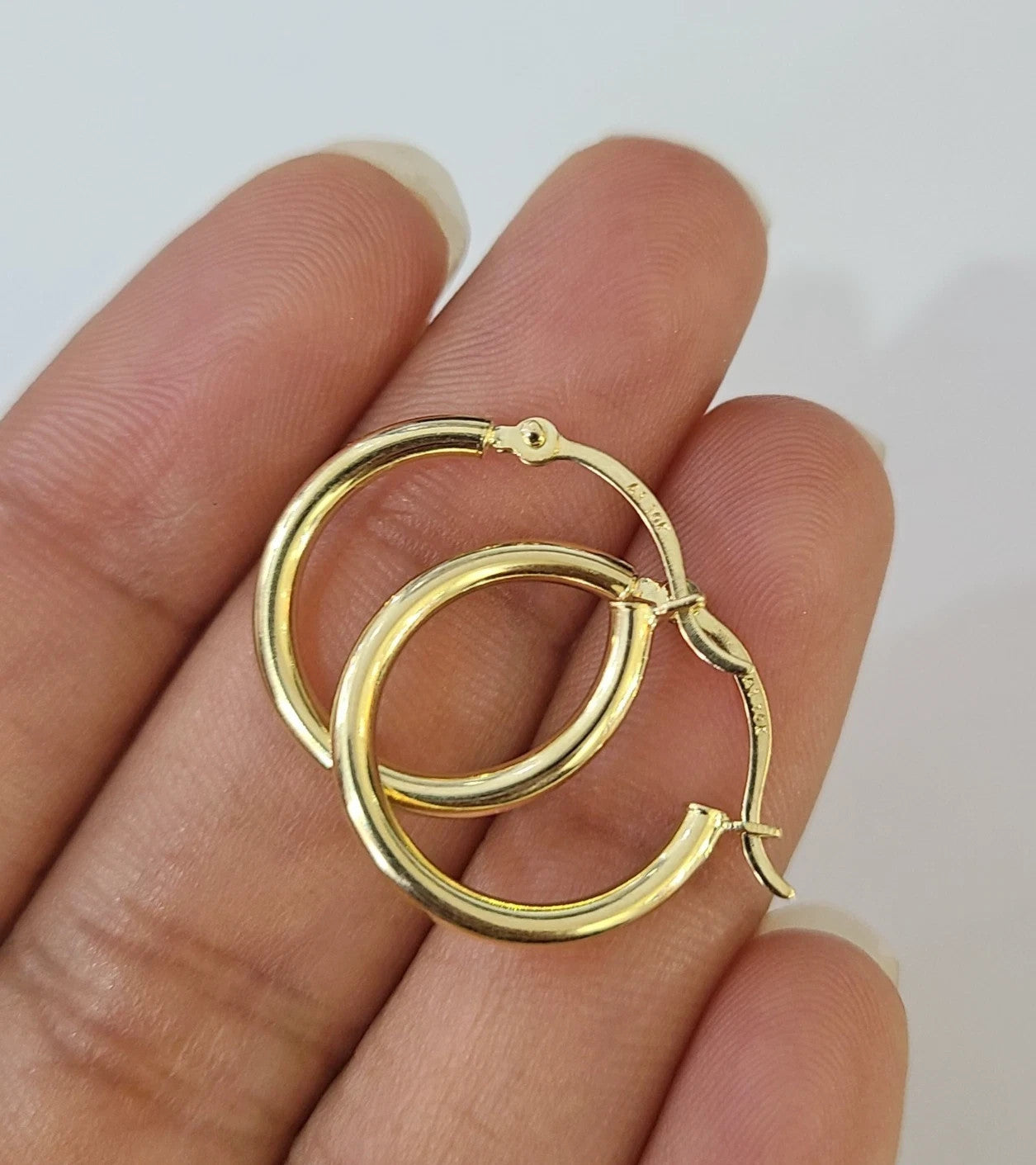 Real 10k Hoop Earrings Yellow Gold Real Men Women