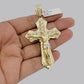 10k Yellow Gold Franco Chain Necklace Jesus Cross Charm Pendant 5mm 20-26 Inches