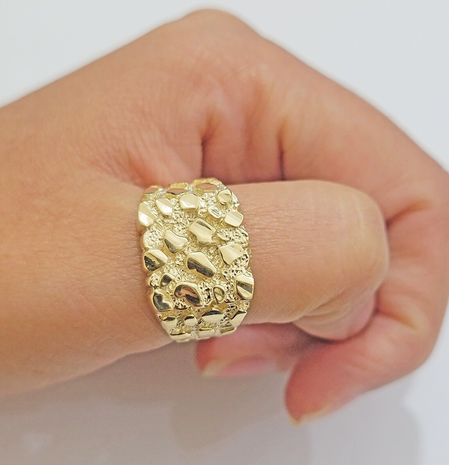 Real 14k Yellow Gold Nugget Ring Solid Mens Genuine 14kt casual