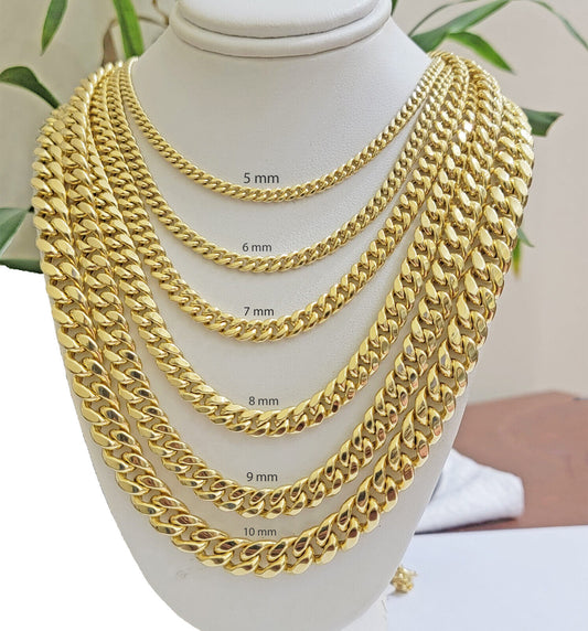 Real 10k Gold Chain Necklace Miami Cuban Link 18"-30" Inch 6mm 7mm 8mm 9mm 10mm