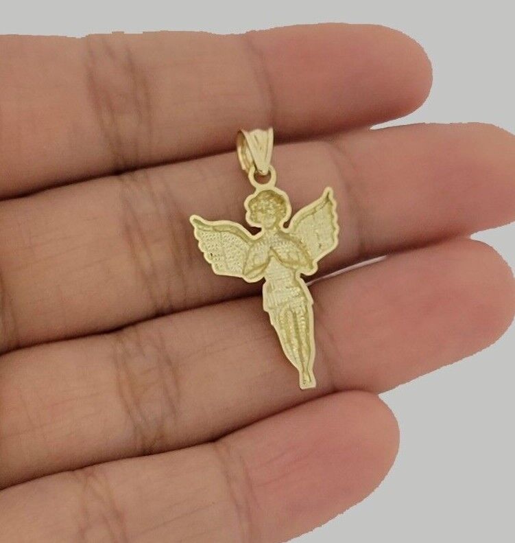 10k Gold Franco Chain Praying Angel Charm Pendant 1.5mm 16-24 Inch Necklace SALE