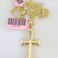 Real 14k Gold Chain Jesus Cross Pendant Set 14kt Miami Cuban Chain 2mm Charm