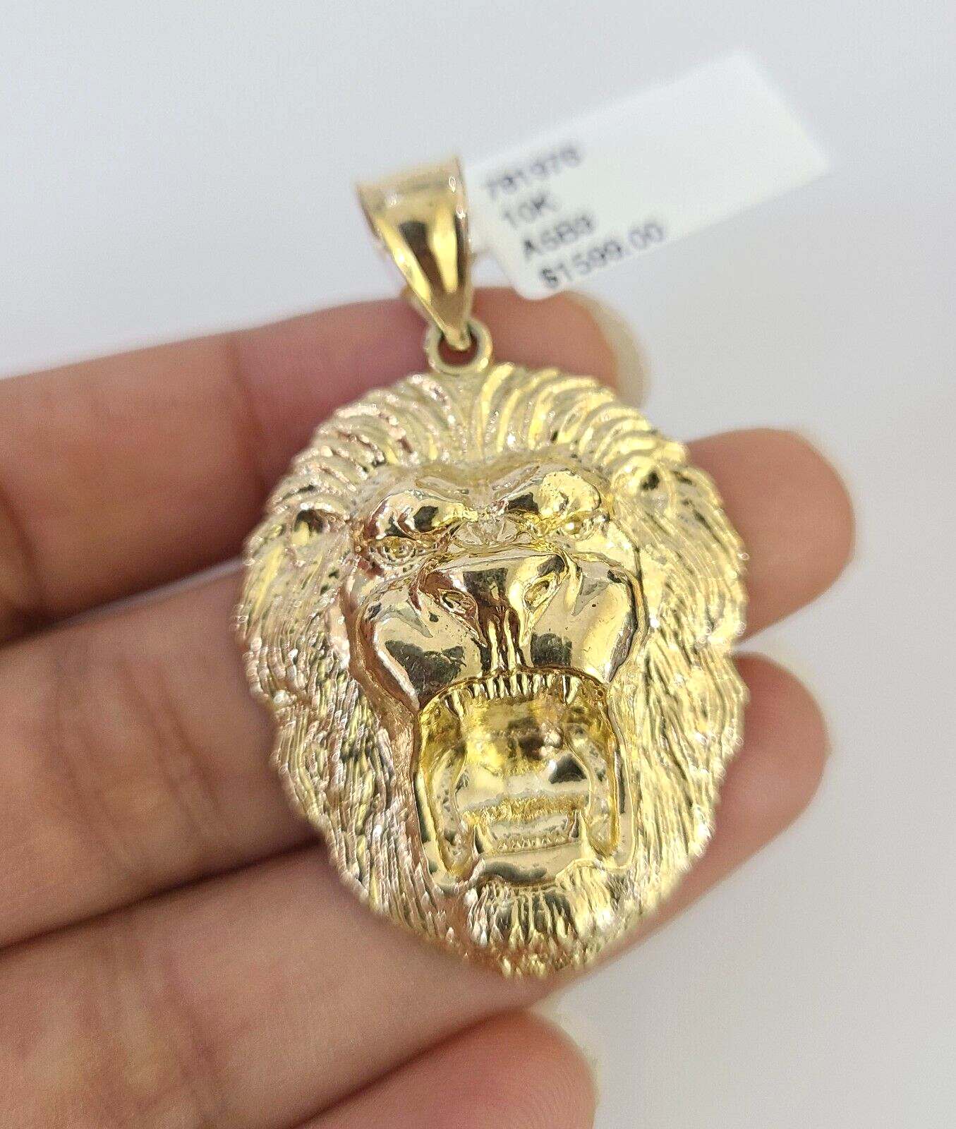 10k Roaring Lion Charm Pendant Mens REAL 10Kt Lion Head Yellow Gold