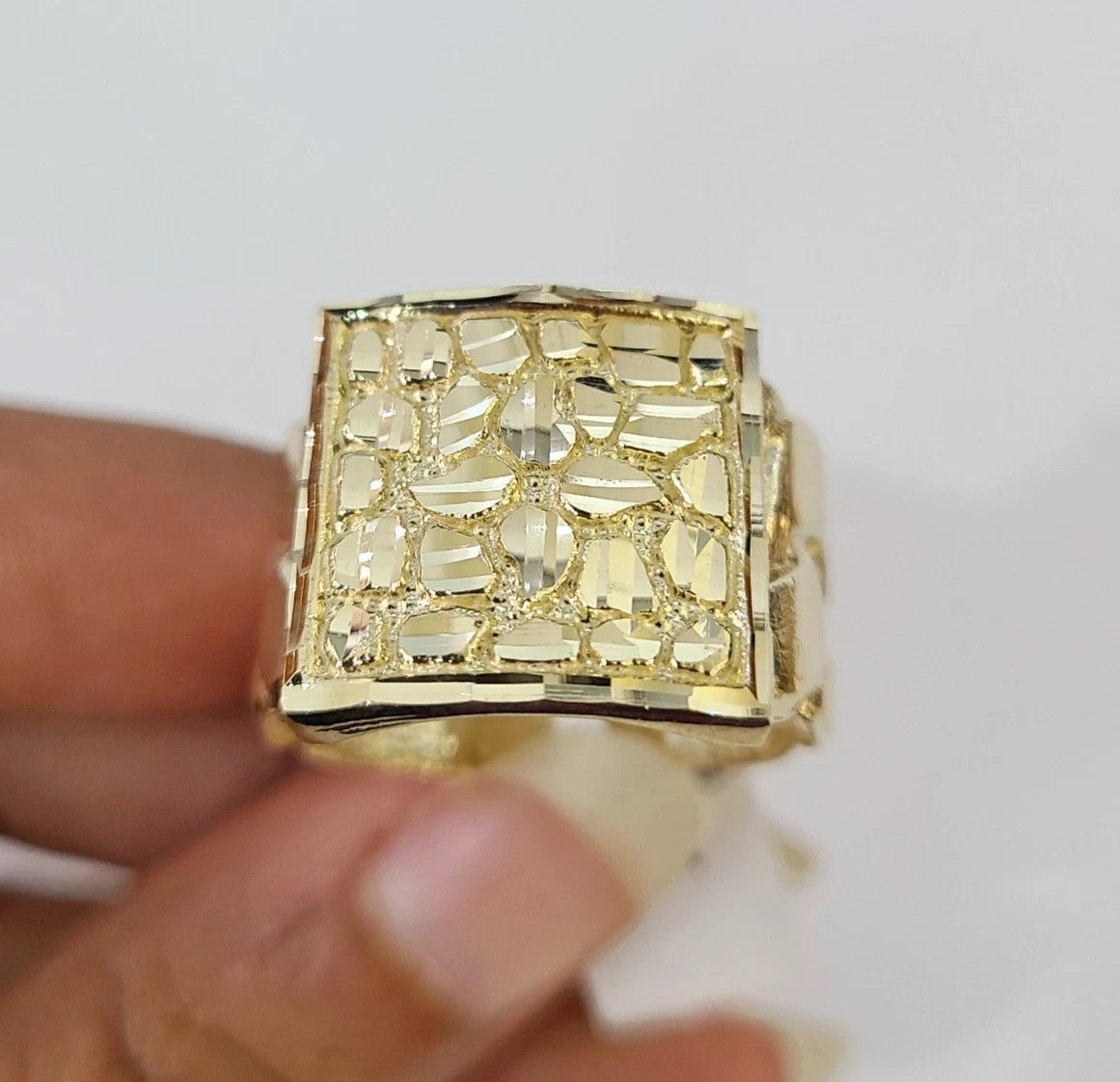 10k Nugget Ring Yellow Gold Women Men Real Genuine 10Kt