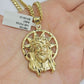 10kt Gold Miami Cuban Chain Jesus Head Charm Pendant Set 18-28 Inch 5mm Necklace