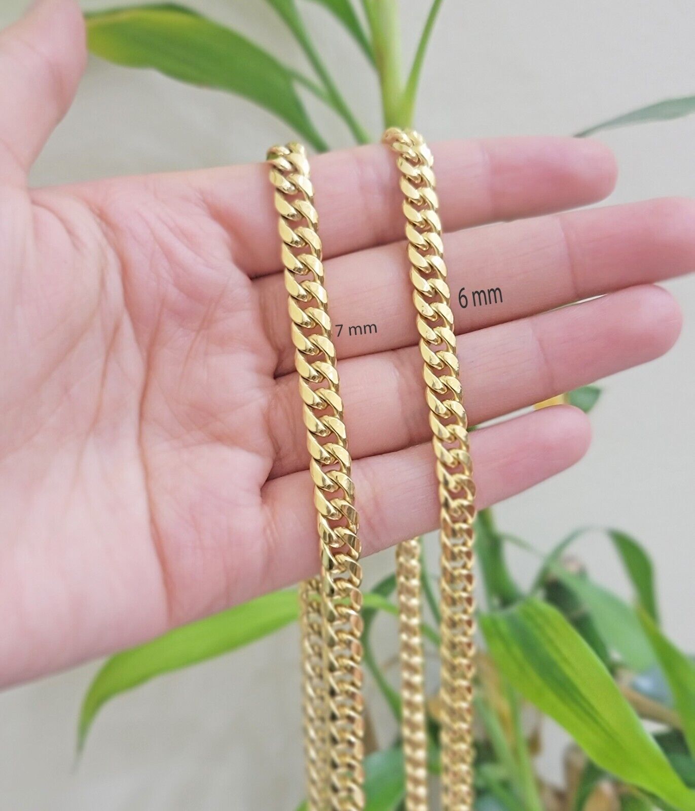 Real 10k Yellow Gold Chain necklace Miami Cuban Link 7mm 20" 22" 24 Inch 10KT