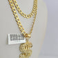 10k Gold Chain Necklace Dollar Pendant Set Cuban Curb 5mm 20"-28" Charm