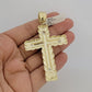 10kt Yellow Gold Franco Chain Necklace Nugget Cross Charm Pendant 5mm 20-26 Inch