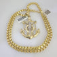 Real 10k Gold Byzantine Necklace Jesus Anchor Charm SET Chain 20"-28" 4mm