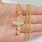 Real 10k Gold Jesus Cross Charm Chain Set Miami Cuban Link Necklace 2.5mm 18-26"