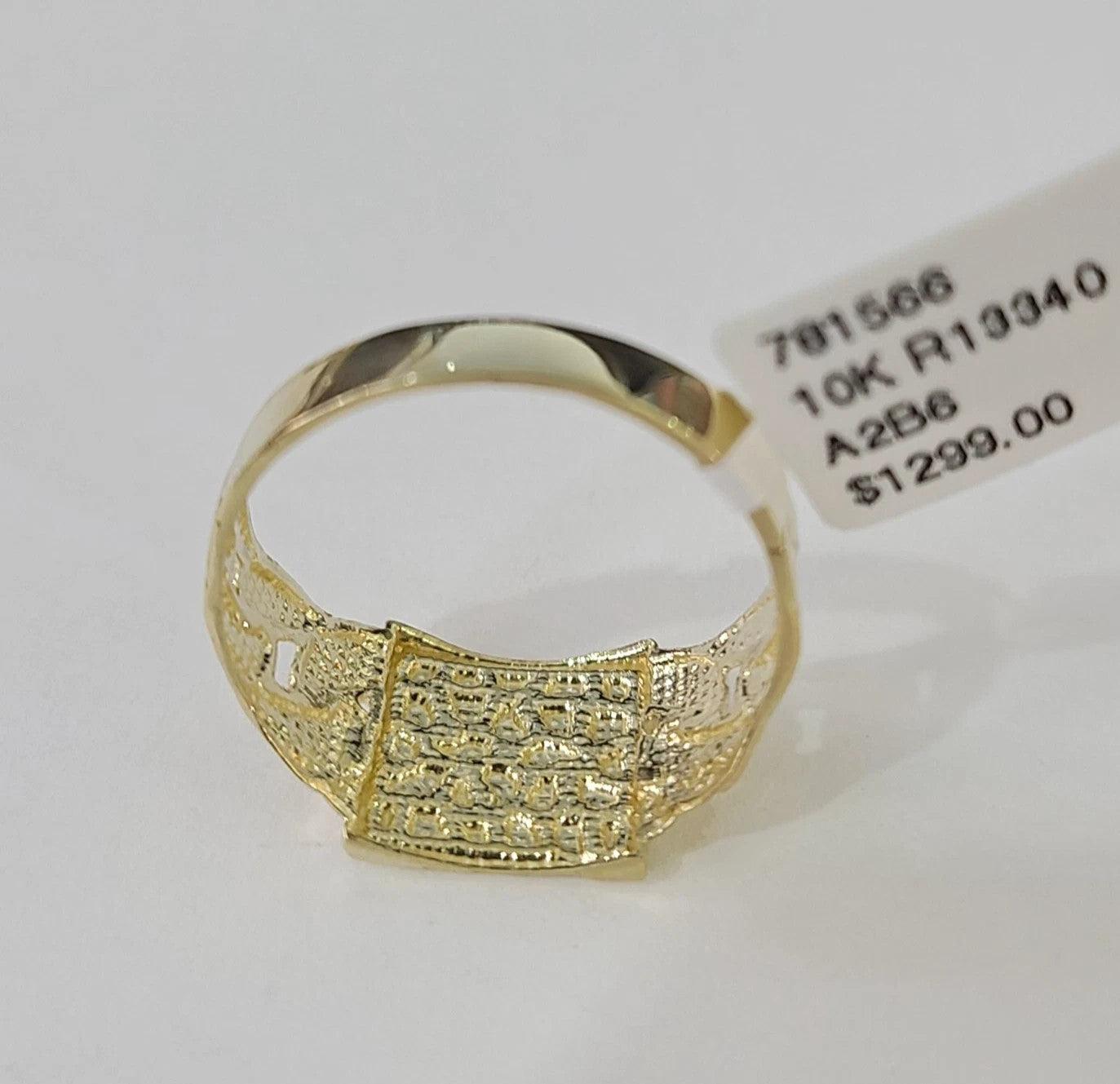 10k Nugget Ring Cuban Yellow Gold Women Men Real Genuine 10Kt