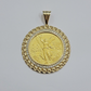 1947 Mexican Centenario Coin Charm Pendant Replica 50 Pesos With Bezel 10kt Gold