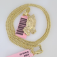 Real 14k Chain Praying Hands Pendant Set 14kt Miami Cuban Link Chain 2mm Charm