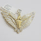Real Gold Diamond Angel Wing Charm Pendant 10k yellow Gold 1.17 CT Mens 1.5 Inch