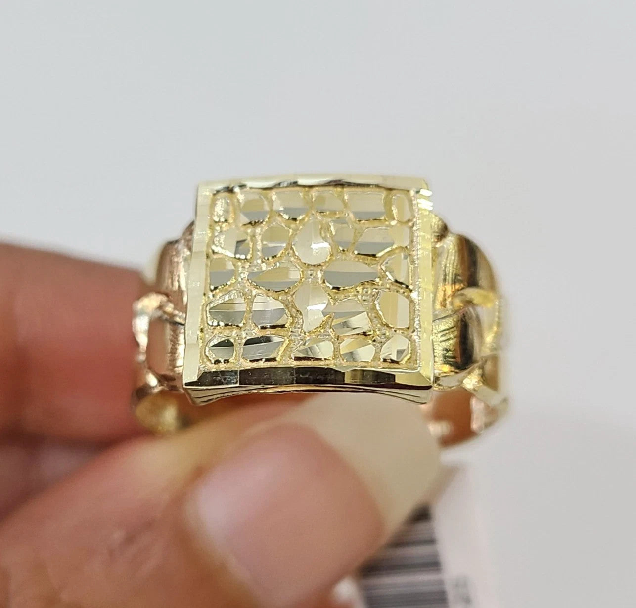 10k Nugget Ring Cuban Yellow Gold Women Men Real Genuine 10Kt