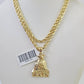 10kt Yellow Gold Rope Chain Everybody Eats Charm Pendant 18-28 Inch Necklace 3mm