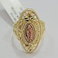 Ladies Ring 10k Yellow Gold Virgin Mary Cross 10KT REAL Gold Unique Size 5.5 END