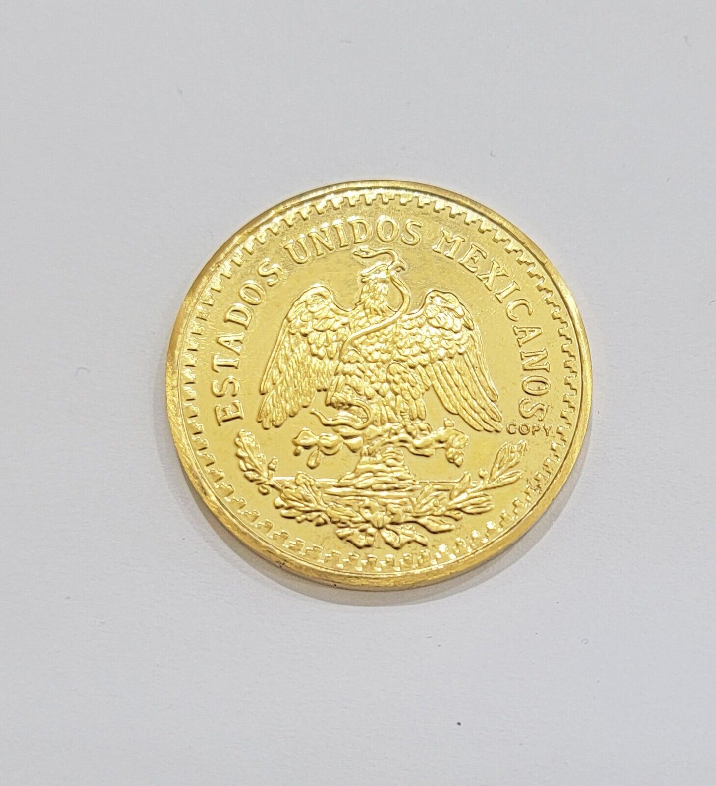 Mexico Gold 50 Pesos 1821 1947 Date Copy Coin SOLID 14k Gold Charm Centenario