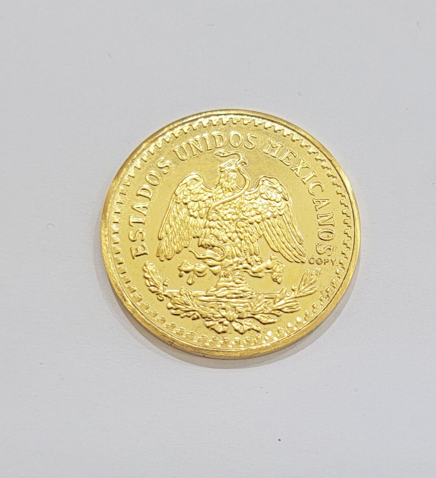 Mexico Gold 50 Pesos 1821 1947 Date Copy Coin SOLID 14k Gold Charm Centenario