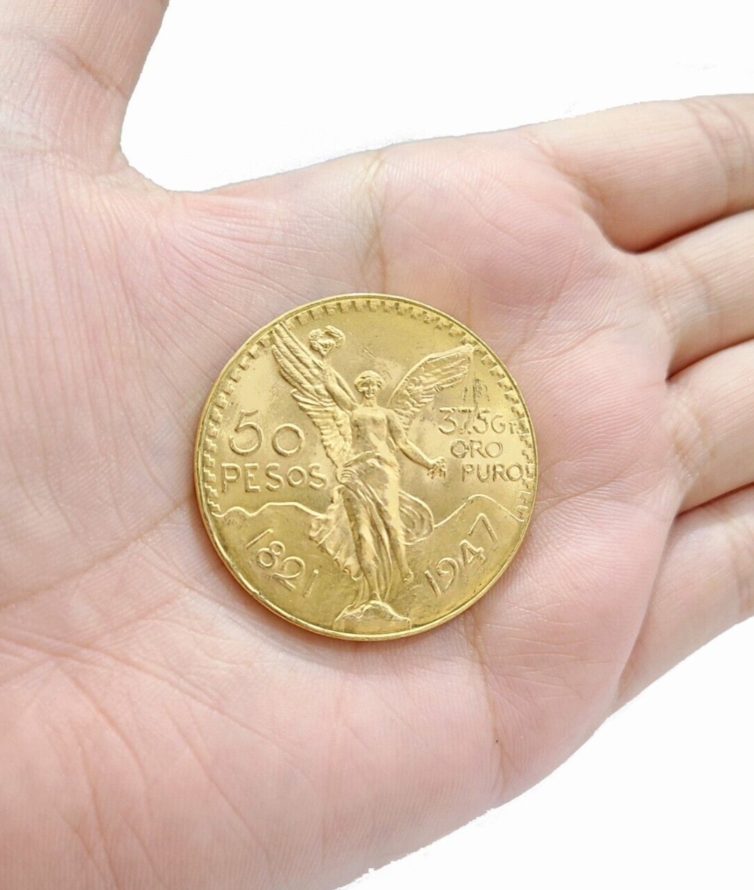 Mexico Gold 50 Pesos Coin 1947 Mexican Centenaro Real 22k Charm Oro Centenario