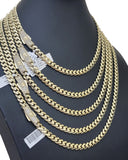 Real 10k Gold chain Cuban Link Monaco necklace 7mm 16-30 Inches CZ Box Lock 10KT