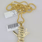 10k Gold Franco Chain Barber Charm Pendant 2.5mm 18-24 Inches Necklace SET